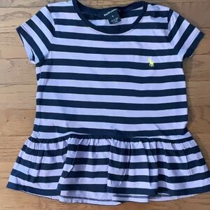 Ralph Lauren Blue and Purple Striped Short Sleeve Tee